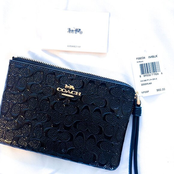 Corner Zip Wristlet In Signature Leather - Picture 5 of 12